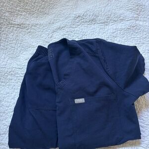 Figs Deep Blue Women's Scrub Top and matching bottoms